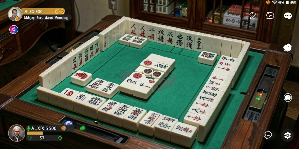 Tampilan gameplay ALEXIS500 dengan ubin Mahjong yang berwarna-warni.