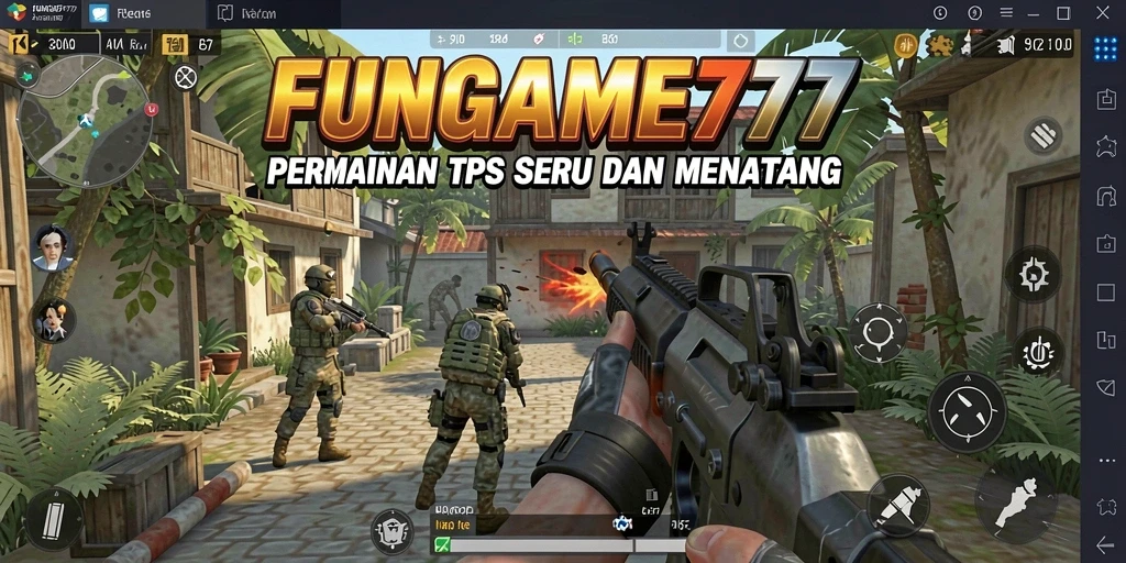 Screenshot gameplay FUNGAME777 yang menunjukkan aksi tembak-menembak yang intens.