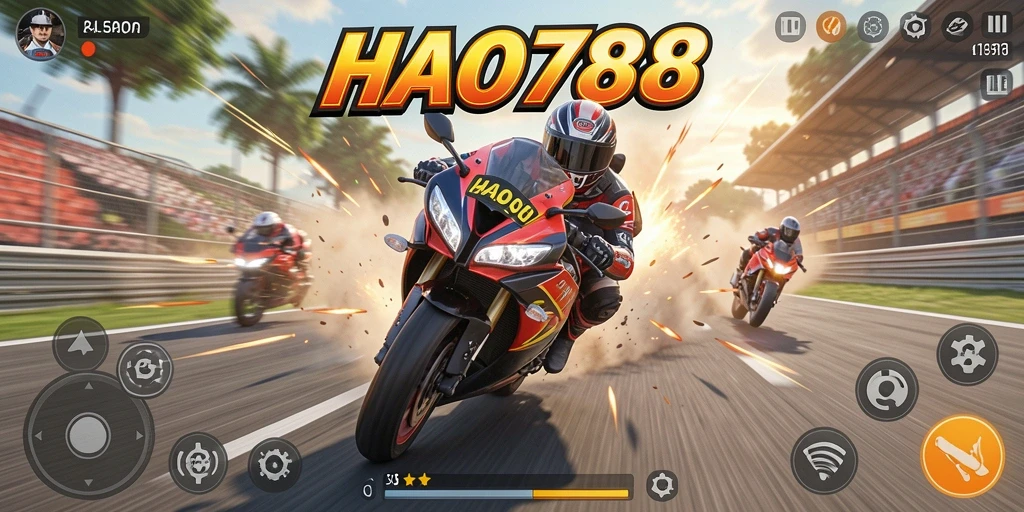 Screenshot HAO788 menampilkan aksi balapan motor yang mendebarkan.