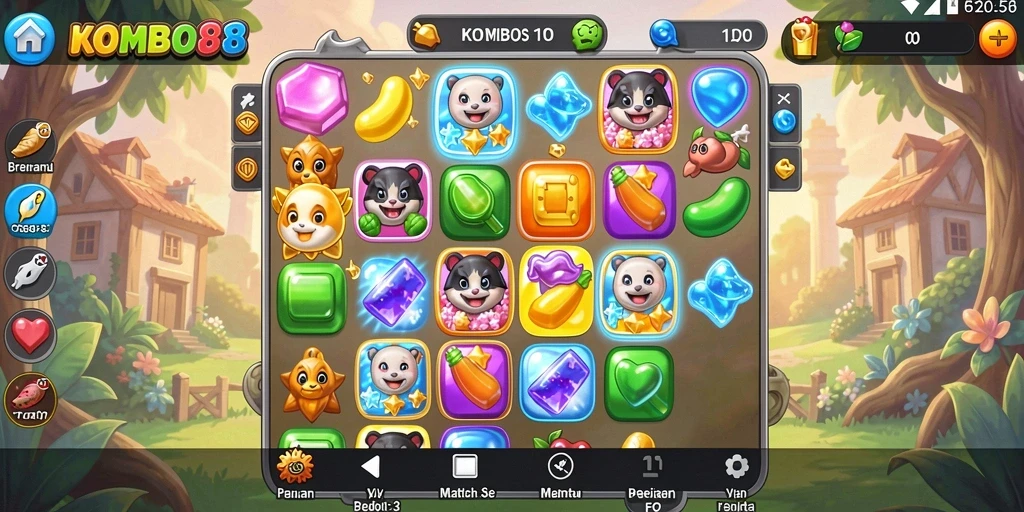 Tampilan gameplay penuh warna dari KOMBO88 yang seru dan menantang.
