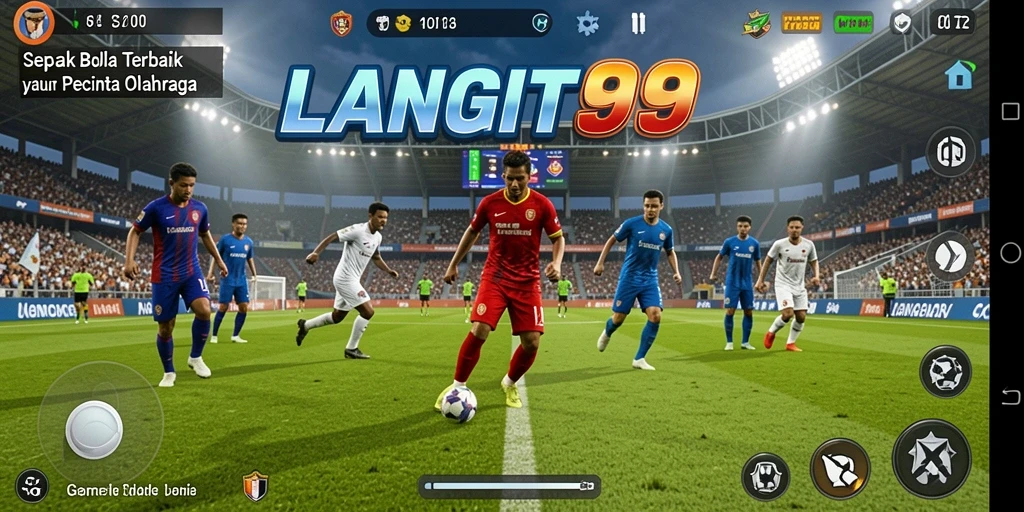 Tampilan gameplay LANGIT99 dengan aksi sepak bola yang mendebarkan.