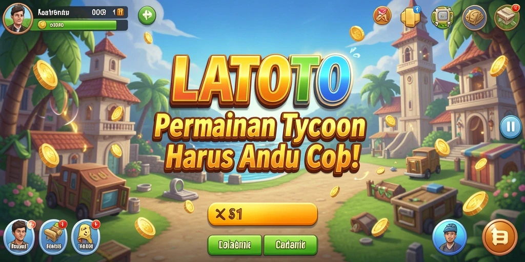 Tampilan gameplay LATOTO menampilkan suasana membangun kerajaan bisnis Tycoon.