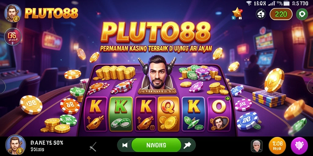 Gambar tampilan utama PLUTO88 dengan gameplay kasino yang menggembirakan.