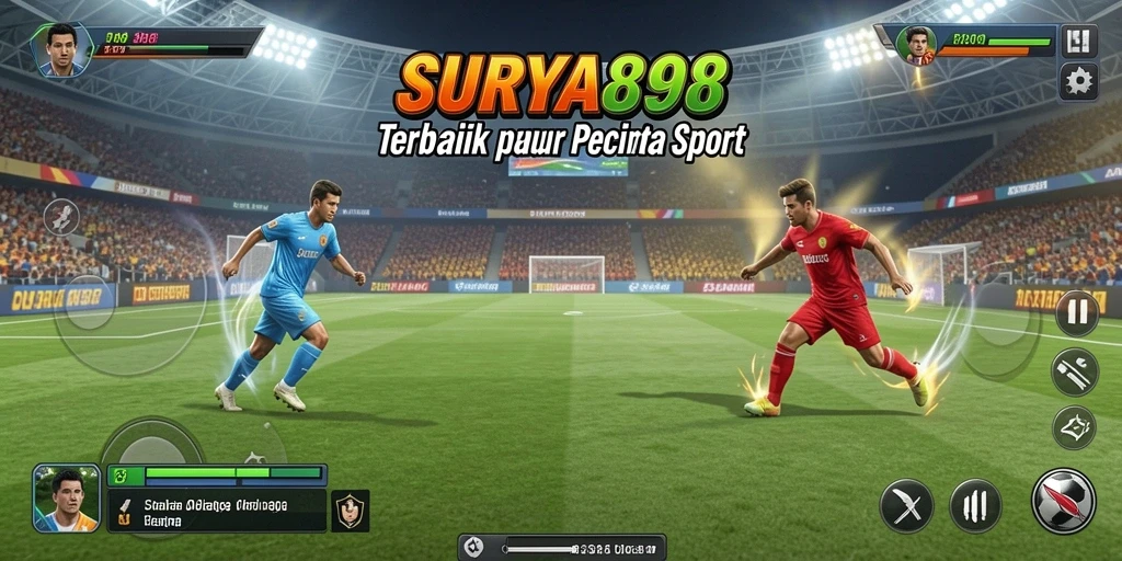 Tangkapan layar utama SURYA898 menampilkan aksi seru dalam gameplay olahraga.